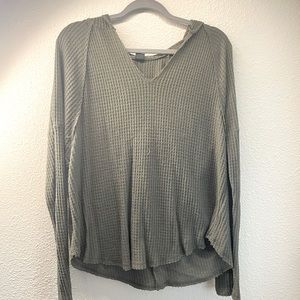 Olive Waffle Hooded Sweater
